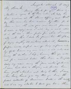 Charles Frederick Briggs, New York, autograph letter signed to R. W. Griswold, 13 March 1847