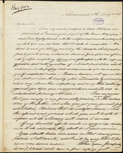 Daniel Bryan, Alexandria, DC. (VA), autograph letter signed to Edgar Allan Poe, 11 July 1842