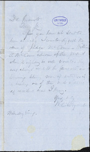 William Cullen Bryant, Wednesday morning., autograph letter signed to R. W. Griswold