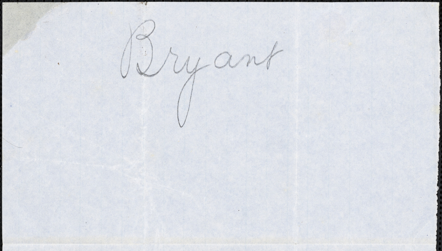 William Cullen Bryant, Wednesday morning., autograph letter signed to R. W. Griswold