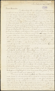 Marcus Butler, New York, autograph letter signed to R. W. Griswold, 16 October 1836