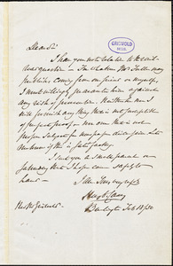 Henry Charles Carey, Burlington, NJ., autograph letter signed to R. W. Griswold, 18 February 1850