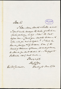 Henry Charles Carey, Burlington, NJ., autograph letter signed to R. W. Griswold, 8 March 1850