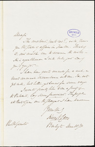 Henry Charles Carey, Burlington, NJ., autograph letter signed to R. W. Griswold, 18 December 1850