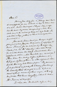 Henry Charles Carey, Burlington, NJ., autograph letter signed to R. W. Griswold, 25 February 1852