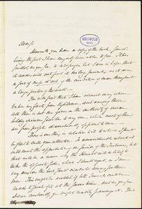 Henry Charles Carey, Burlington, NJ., autograph letter signed to R. W. Griswold, 20 April 1853