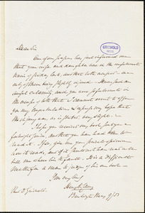 Henry Charles Carey, Burlington, NJ., autograph letter signed to R. W. Griswold, 9 May 1853