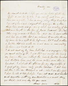 Alice Cary, Monday noon, autograph letter signed to R. W. Griswold, [1855?]