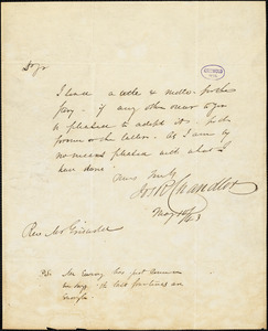 Joseph Ripley Chandler autograph letter signed to R. W. Griswold, 10 May 1843