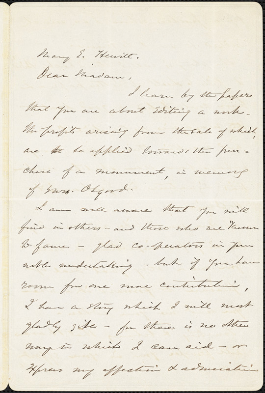Caroline Chesebro, Canandaigua, NY., autograph letter signed to Mary E. Hewitt, 5 June 1850