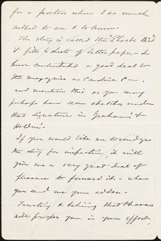 Caroline Chesebro, Canandaigua, NY., autograph letter signed to Mary E. Hewitt, 5 June 1850