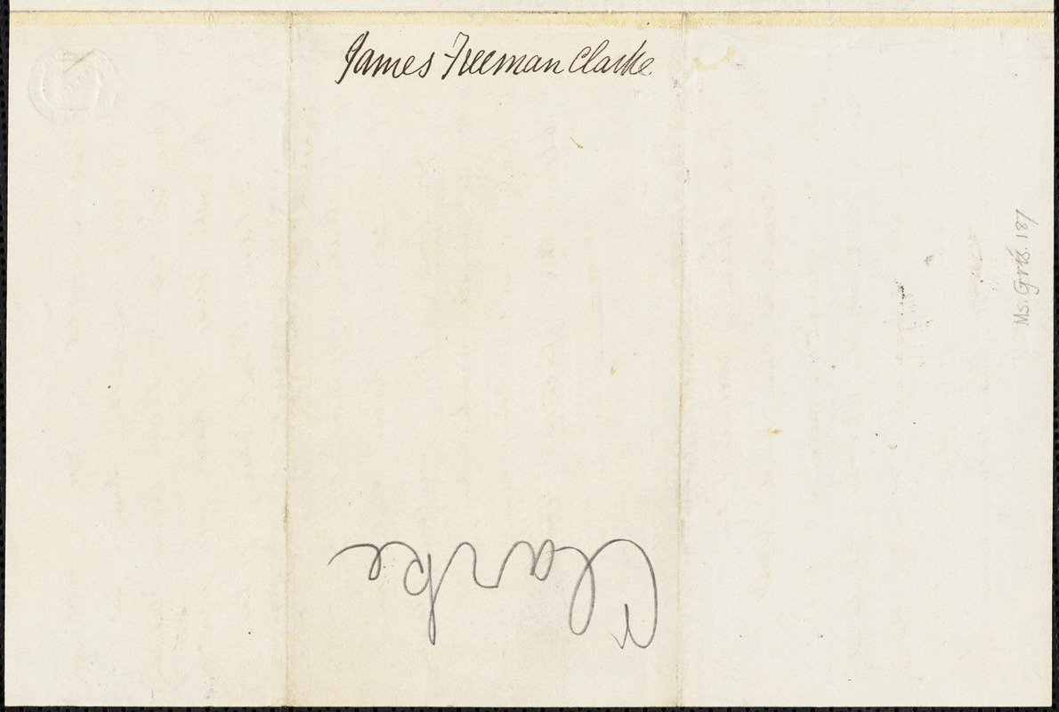 James Freeman Clarke manuscript poem: "A Thanksgiving."