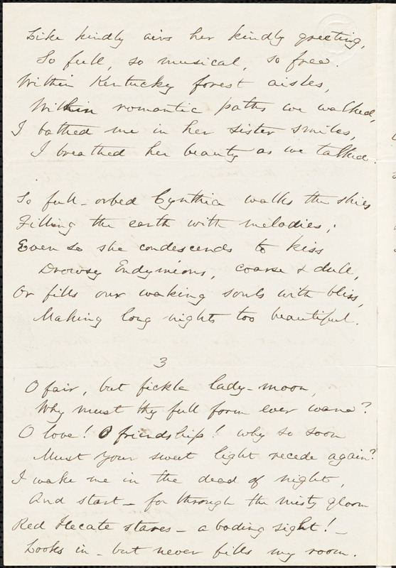 James Freeman Clarke manuscript poem: "Triformis Diana."