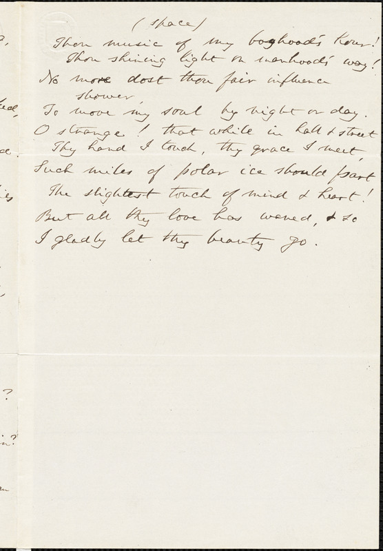 James Freeman Clarke manuscript poem: "Triformis Diana."