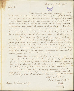 Henry Clay, Ashland, KY., autograph letter signed to R. W. Griswold, 28 July 1838