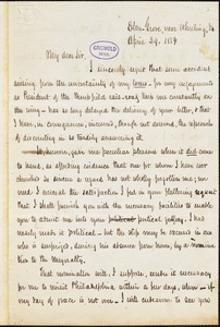 Robert Taylor Conrad, Elm Grove, near Wheeling, VA., autograph letter signed to R. W. Griswold, 29 April 1854