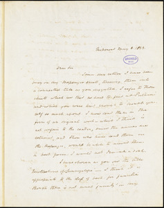 John Esten Cooke, Richmond, VA., autograph letter signed to R. W. Griswold, 8 May 1853
