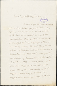 John Esten Cooke, Richmond, VA., autograph manuscript memorandum for Messrs. Redfield & Co., [8] May 1853