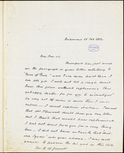 John Esten Cooke, Richmond, VA., autograph letter signed to R. W. Griswold, 26 February 1854