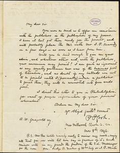 Philip Pendleton Cooke, Near Millwood, VA., autograph letter signed to R. W. Griswold, 8 November 1846