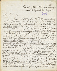 George Washington Parke Custis, Alexandria, VA., autograph letter signed to R. W. Griswold, 10 March 1853