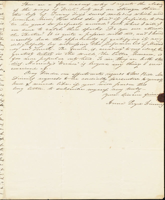 Anna Peyre (Shackleford) Dinnies, St. Louis, MO., autograph letter signed to Frances Sargent (Locke) Osgood, 19 June 1844