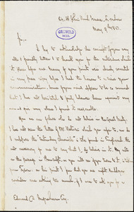[William] Hepworth Dixon, London., autograph letter signed to Edward C. Ingraham, 9 May 1857