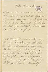 George Washington Doane, Riverside, manuscript poem, [25 January] 1852: "Conversion of St. Paul. Robin Redbreast. "