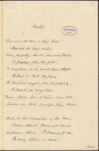 William Croswell Doane manuscript poem, [1855?]: "Shells."