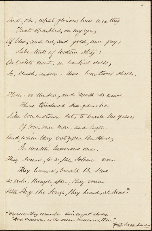 William Croswell Doane manuscript poem, [1855?]: "Shells."