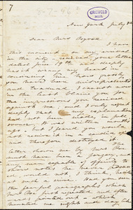 Elizabeth Fries (Lummis) Ellet, New York, autograph letter signed to Frances Sargent (Locke) Osgood, 8 July [1846?]