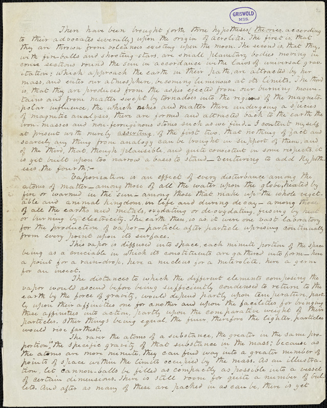 George W. Eveleth manuscript article