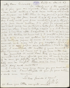 Charles William Everest, Hartford, CT., autograph letter signed to R. W. Griswold, 27 March [1842?]