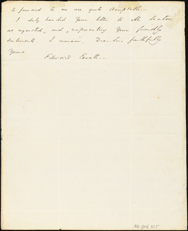 Edward Everett, Washington, DC., autograph letter signed, 27 February 1830