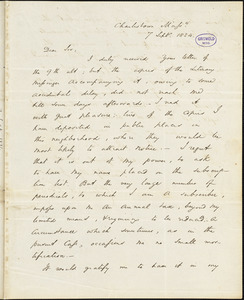 Edward Everett, Charlestown, MA., autograph letter signed to Thomas Willis White, 7 September 1834