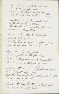 Maunsell Bradhurst Field manuscript poem: "They laid her, they say, 'neath the crusted sod."