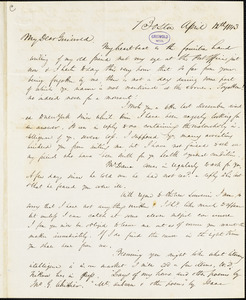 James Thomas Fields, Boston, autograph letter signed to R. W. Griswold, 12 April 1843