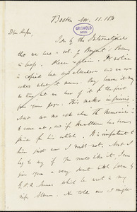James Thomas Fields, Boston, MA., autograph letter signed to R. W. Griswold, 11 November 1850