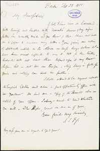 James Thomas Fields, Boston, MA., autograph letter signed to R. W. Griswold, 28 February 1855