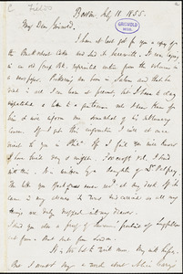 James Thomas Fields, Boston, MA., autograph letter signed to R. W. Griswold, 18 July 1855
