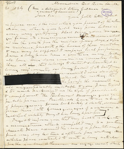 Timothy Flint, Alexandria Red River, LA., autograph letter signed to Thomas W. White, 20 November 1834