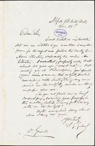 Samuel Griswold Goodrich, New York, autograph letter signed to R. W. Griswold, 22 June [1856?]