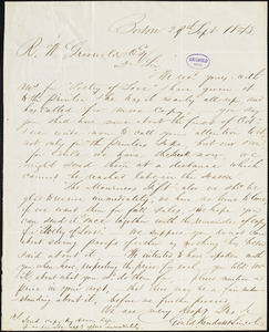 Kendall Gould and Lincoln, Boston, MA., autograph letter signed to R. W. Griswold, 29 September 1843