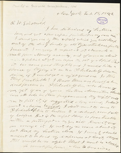 Horace Greeley, New York, autograph letter signed to R. W. Griswold, 18 February 1842