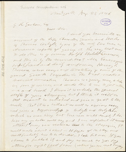 Horace Greeley, New York, autograph letter signed to R. W. Griswold, 24 August 1846