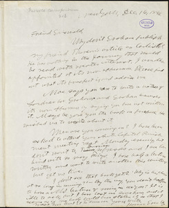 Horace Greeley, New York, autograph letter signed to R. W. Griswold, 16 December 1846