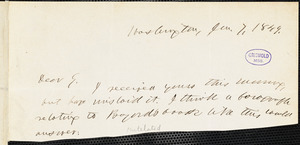 Horace Greeley, Washington, DC., autograph letter signed to R. W. Griswold, 7 January 1849