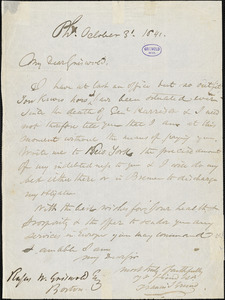 Francis Joseph Grund, Philadelphia, PA., autograph letter signed to R. W. Griswold, 30 October 1841
