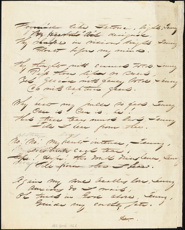 Manuscript poem: "To Jenny."