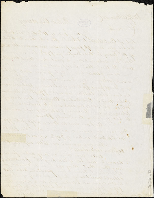 Abraham Hart, Philadelphia, PA., autograph letter signed to R. W. Griswold, 13 October 1847